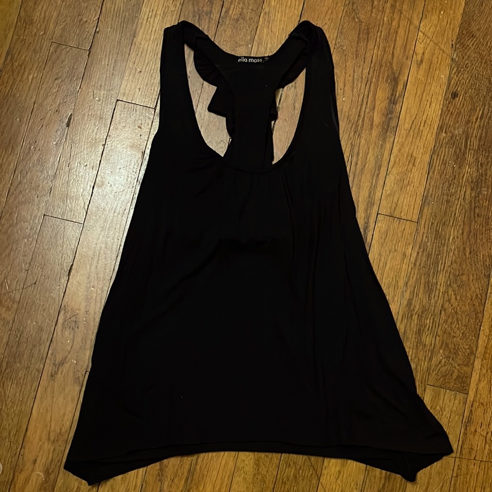 Ella Moss black ruffle back tank top